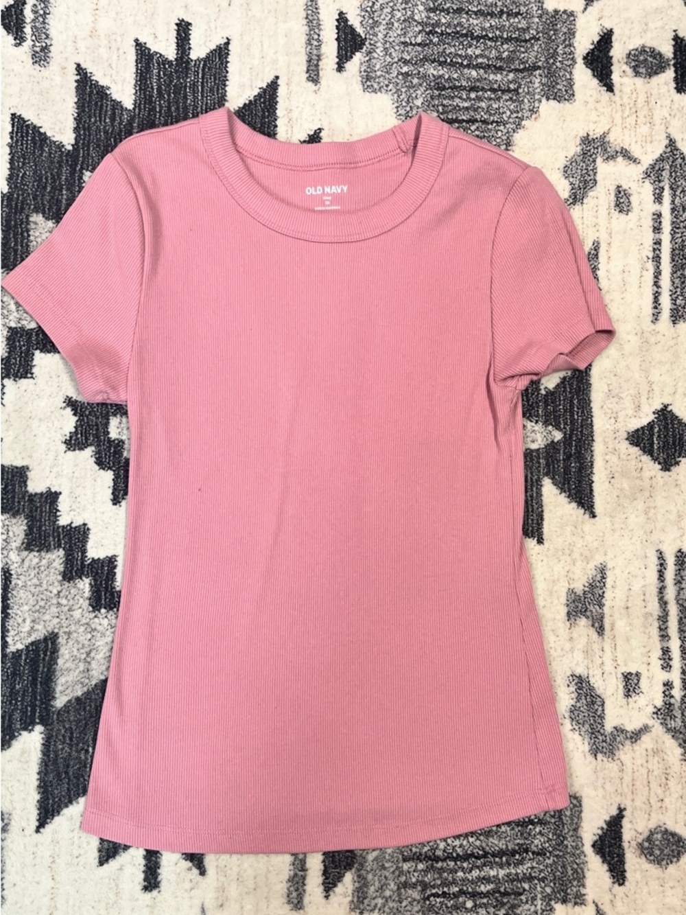 Old Navy Girls Pink Ribbed Short Sleeve Tee